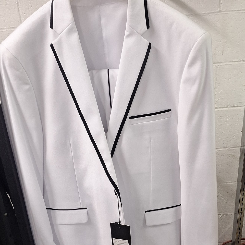 Elegant White Tuxedo with Black Trim